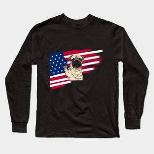 American dog flag independence day T-Shirt Long Sleeve T-Shirt